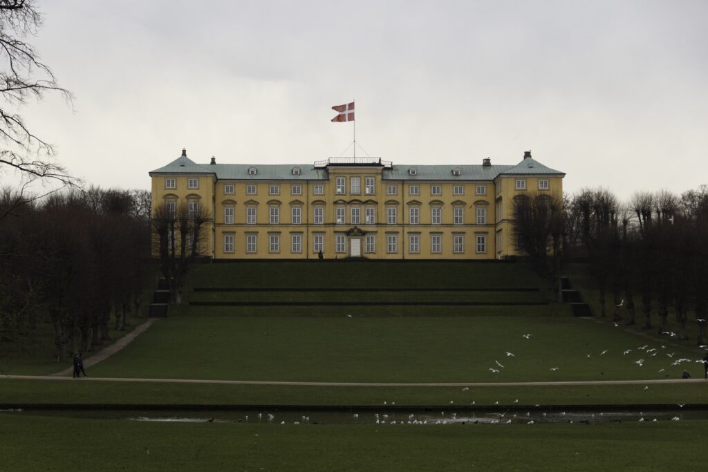 White Birds Flying IN Front of Frederiksberg Palace