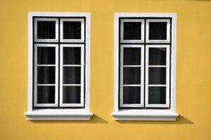 two white wooden windows